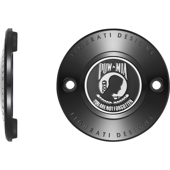 Figurati Designs Timing Cover - 2 Hole - POW MIA - Black FD50-TC-2H-BLK