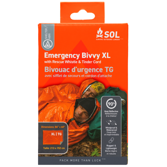 AMK SOL 2-PERSON EMERGENCY BIVVY W/ RESCUE WHISTLE 4/PK