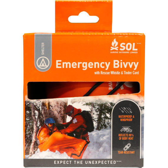 AMK SOL EMERGENVY BIVVY W/ RESCUE WHISTLE 6/PK