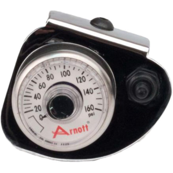 ARNOTT Pressure Gauge & Bracket W/toggle Switch Chrome