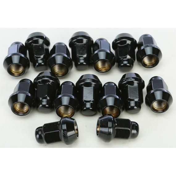 AWC 10mmx1.25 Tapered Lug Nuts Black 60' 14mm Head 16/pk