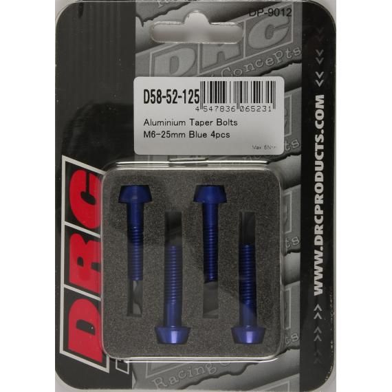 DRC Aluminum Taper Bolts Blue M6x25mm 4/pk