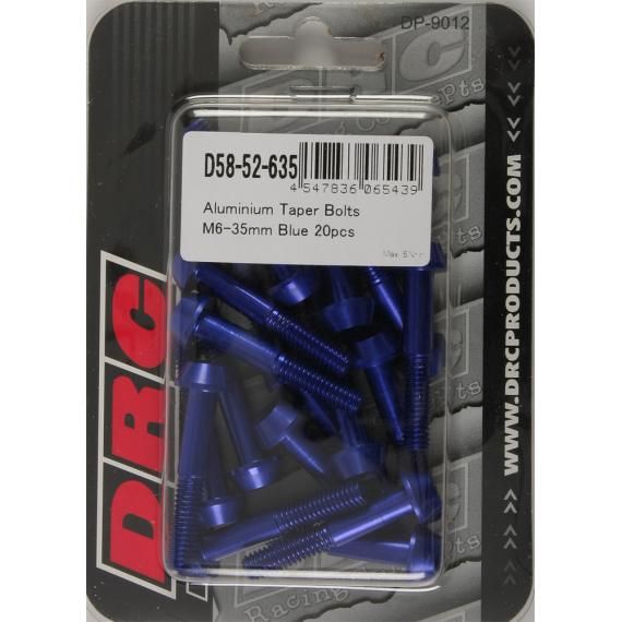 DRC Aluminum Taper Bolts Blue M6x35mm 20/pk