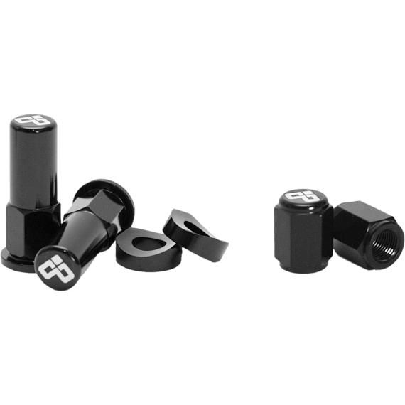 DUBYA Rim Lock Nut & Valve Cap Kit Black