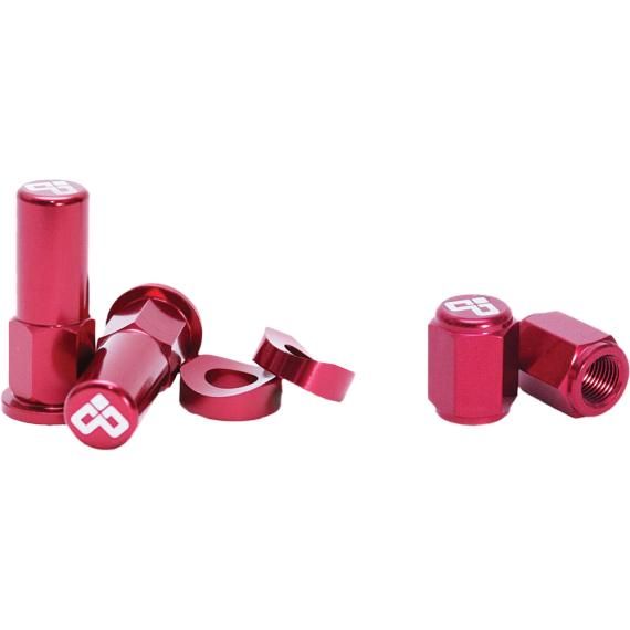 DUBYA Rim Lock Nut & Valve Cap Kit Red