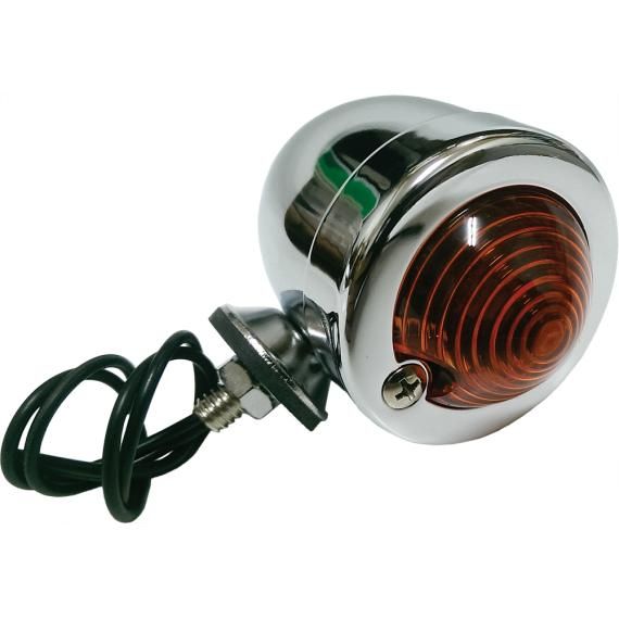 HARDDRIVE Bullet Marker Light Chrome Amber Lens Dual Filament