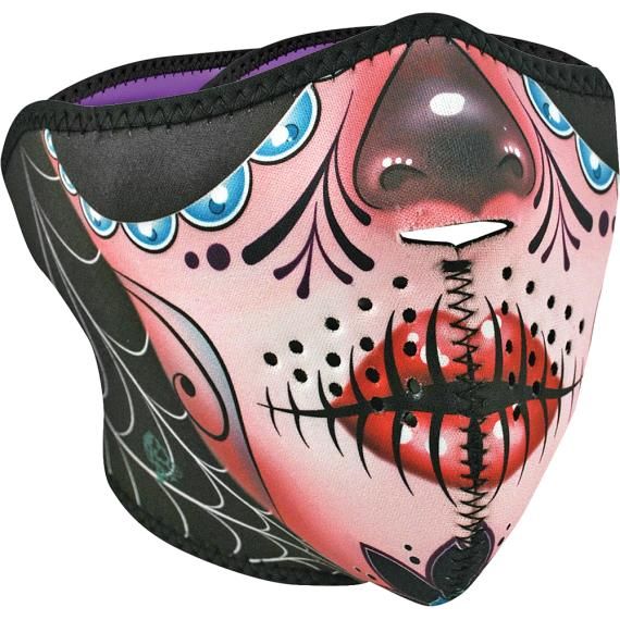 ZAN Neoprene Half Mask Sugar Skull/purple Reversible