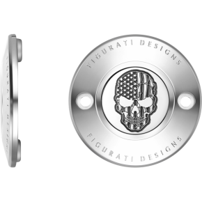 Figurati Designs Timing Cover - 2 Hole - Skull - Contrast Cut - Stainless Steel FD27-TC-2H-SS