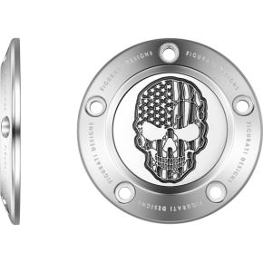 Figurati Designs Timing Cover - 5 Hole - Skull - Contrast Cut - Stainless Steel FD27-TC-5H-SS