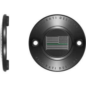 Figurati Designs Timing Cover - 2 Hole - American - Green Line - Black FD72-TC-2H-BLK