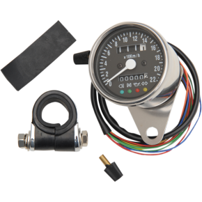 KPH Mini Mechanical Speedometer with LED Indicators - Black Face - 2:1 Ratio - 2.4" 2210-0207