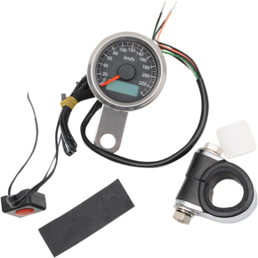 1.87" KM/H Programmable Mini Electronic Speedometer with Odometer/Tripmeter - Polished - Black Face 2210-0324