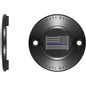 Figurati Designs Timing Cover - 2 Hole - American - Blue Line - Black FD71-TC-2H-BLK