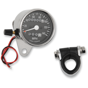 2.4" MPH Mini LED Mechanical Speedometer/Indicators/Trip - Chrome Housing - Black Face - 2:1 DS-243813