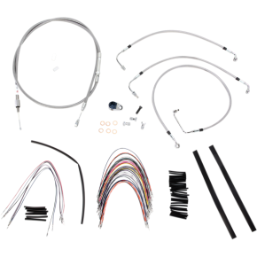 Handlebar Cable/Brake Line Kit - Complete - 14" Ape Hanger Handlebars - Stainless Steel B30-1091