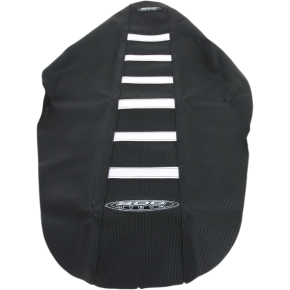 6-Ribbed Seat Cover - White Ribs/Black Top/Black Sides 95941WK