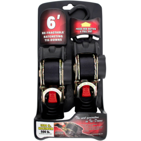 Retractable Ratchet Tie-Downs - 6' - Black 34413