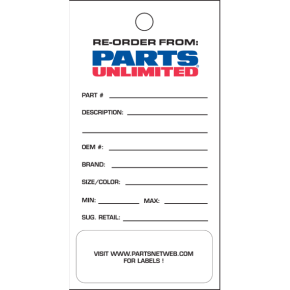 Parts Unlimited Re-Order Cards DIS50