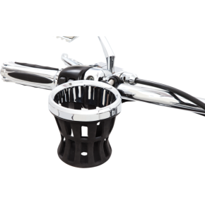 Drink Holder - 7/8" & 1" Handlebar Mount - Chrome/Black Clamp 50413