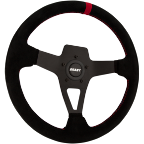 Edge Series Steering Wheel - Black Suede with Red Center Stripe 8521