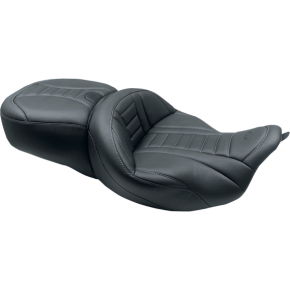 Mustang One-Piece Deluxe Touring Seat - Black w/ Gun Metal Stitching 79006GM