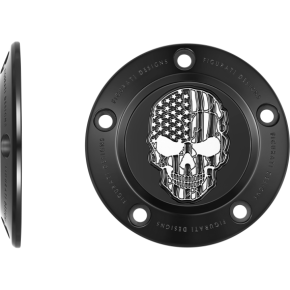 Figurati Designs Timing Cover - 5 Hole - Skull - Contrast Cut - Black FD28-TC-5H-BLK