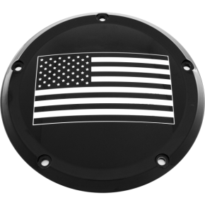 CUSTOM ENGRAVING 7   M8 Flt/flh Derby Cover American Flag Black