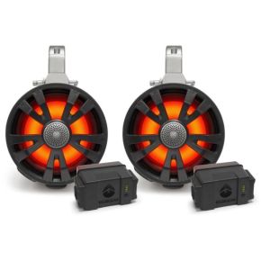 ECOXGEAR 2-pack Black 8' Speakers Two Amplified + Two Batteries