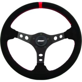 GRANT Suede Series Steering Wheel Black/red