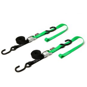 POWERTYE Tie-down Cam S-hook Soft-tye 1"x6' Black/green Pair