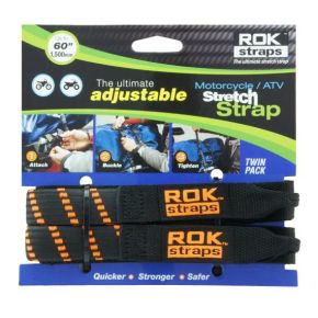 ROKSTRAPS Motorcycle Strap Black/orange 18"x60"x1"